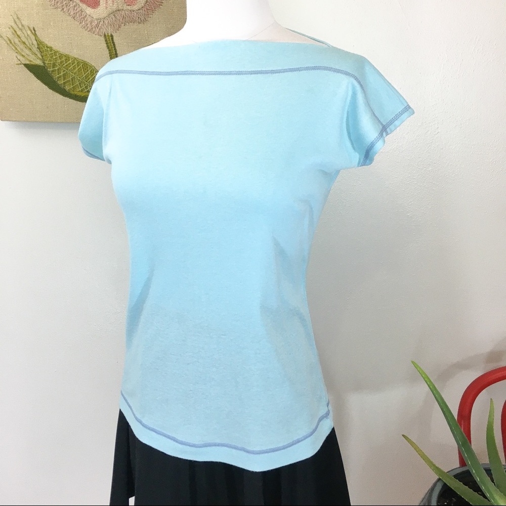 Vintage 80's Soft Blue Boatneck Top